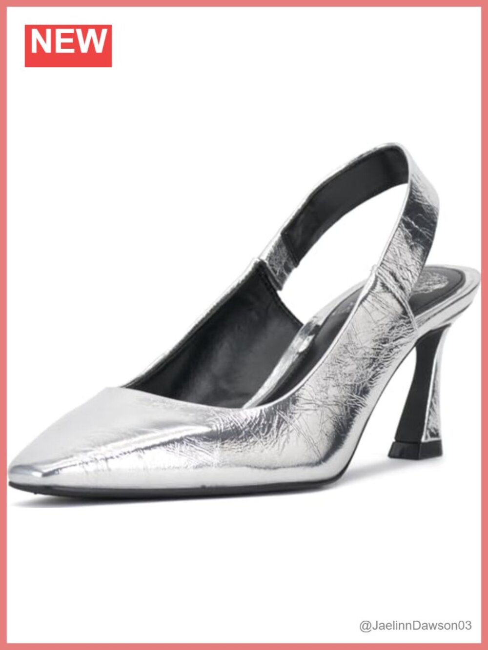 Women's Slingback Heels Almond Toe Flare Heel Leather Pump